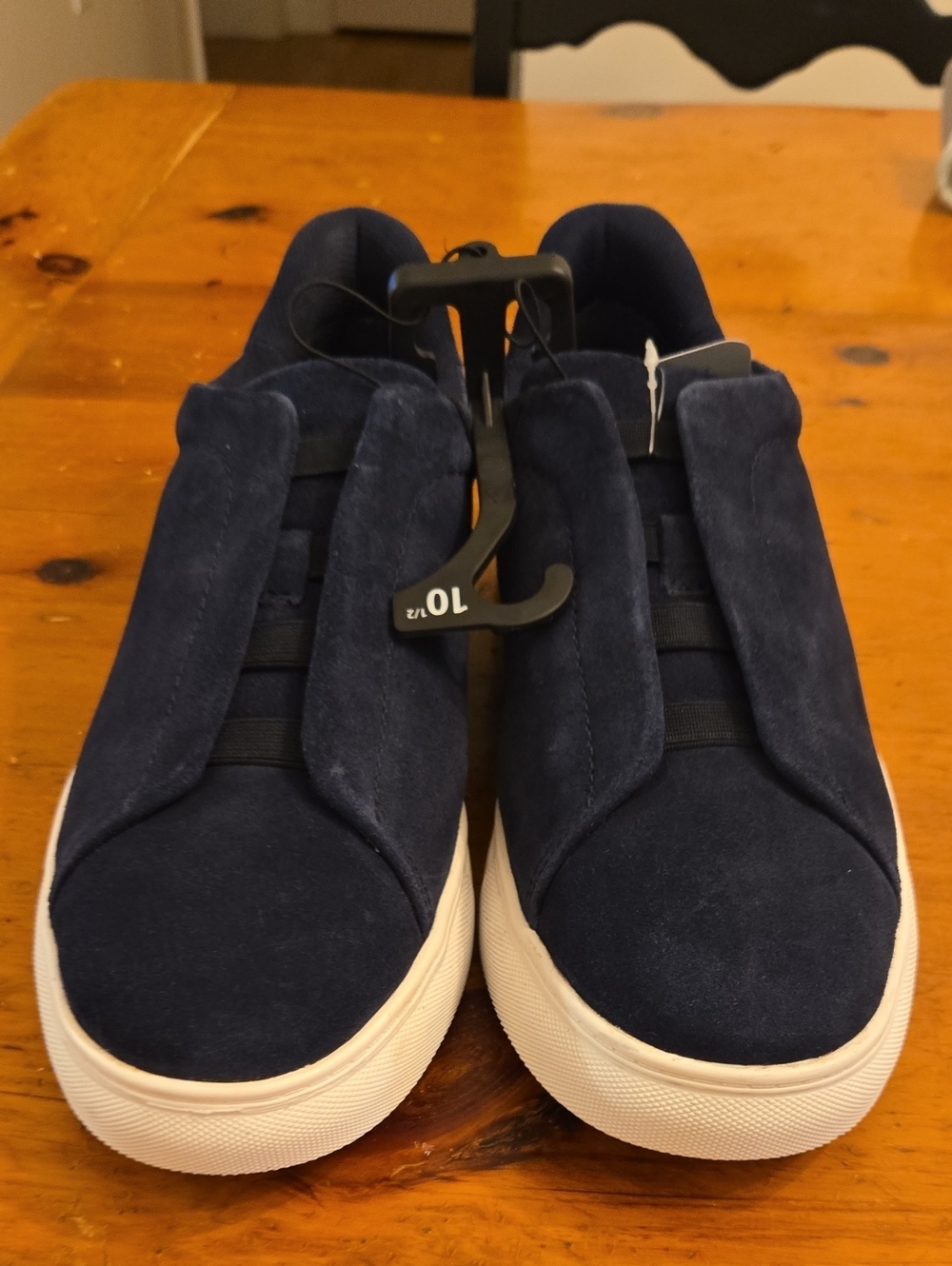 Men's Navy Suede Slip-On Sneakers with White Sole Sz 10.5